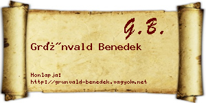 Grünvald Benedek névjegykártya